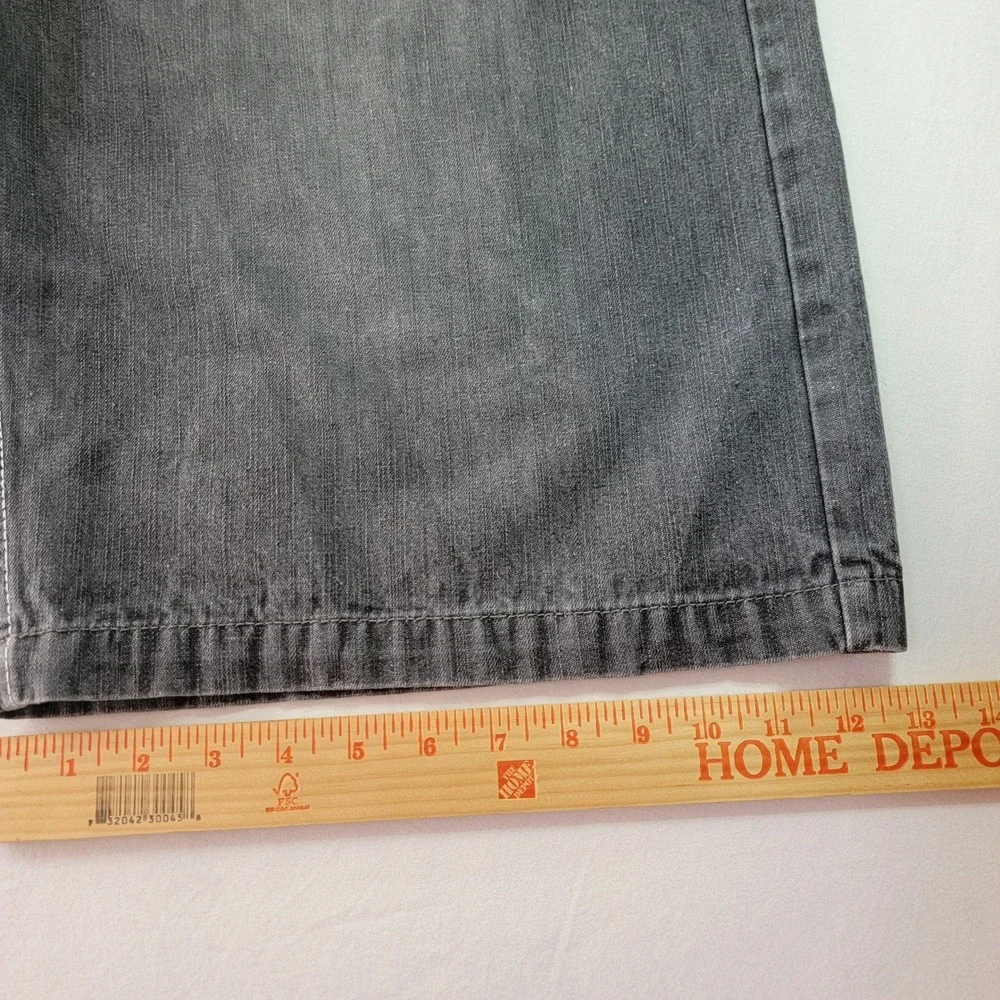 Halifax Mens Baggy Denim Shorts Faded Black Skater Streetwear 40W